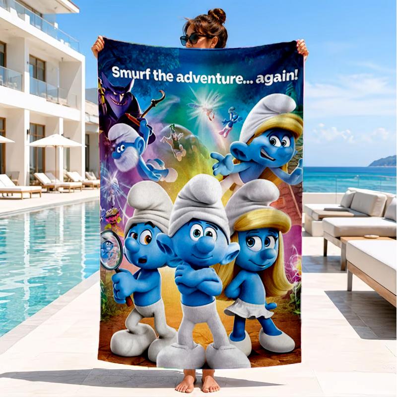 Smurfette's Adventure Beach Towel, Super Soft Microfiber, Perfect Gift for Her/Him, Birthday, for Pool, Beach, Travel, Decor Beach Party