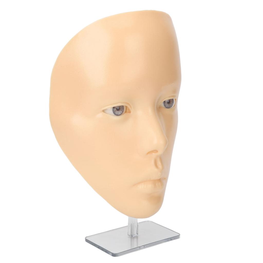 5D Silicone Makeup Practice Mannequin Set Reusable Makeup Full Face with False Eyelashes Stand