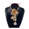 Personalized Flower Pendant Necklace Statement Chunky Necklace for Women Girl Gifts Rhinestone-Flower Clavicle Chain