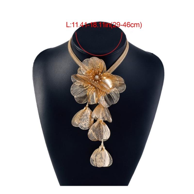 Personalized Flower Pendant Necklace Statement Chunky Necklace for Women Girl Gifts Rhinestone-Flower Clavicle Chain