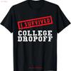 Lustiges Ich Habe Den College-Abgabe-Start-Schul-Eltern Überlebt T-Shirt vintage Gewaschen Streetwear Dehnbar Stilvoll Atmungsaktiv