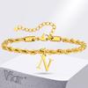 Vnox Braccialetti con Lettere A-Z per Uomo, Braccialetto a Catena Intrecciata in Acciaio Inossidabile Placcato Oro, Classico Braccialetto con Nome Regalo per Lui