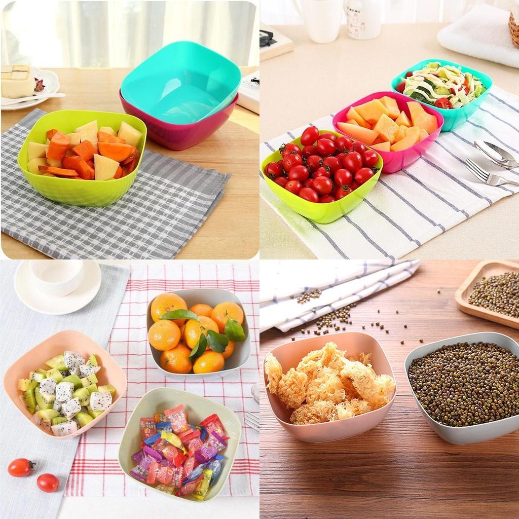 Versatile Food Grade Plastic Square Fruit Plate Colorful Serving Bowl Candy Dish