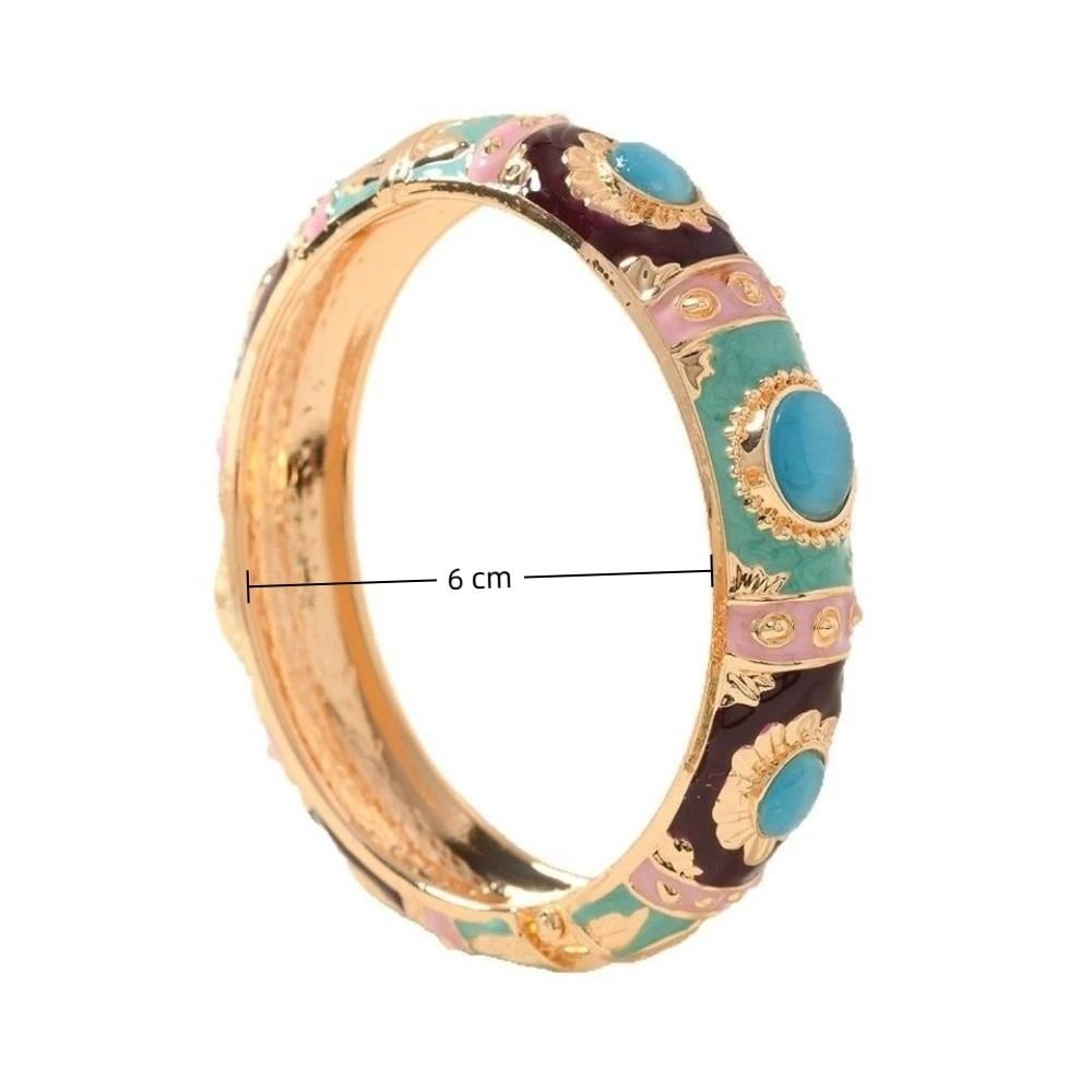 Teardrop Pattern Enamel Bangle Bracelet Metal Party Bangle Elegant Enamel Cuff Bracelet  Party Gift