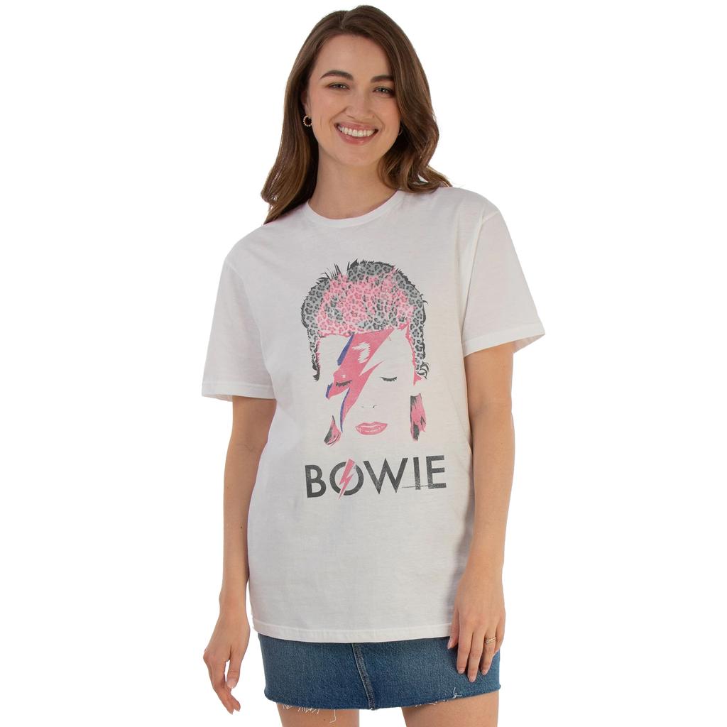 David Bowie Womens/Ladies Aladdin Sane Leopard Boyfriend T-Shirt