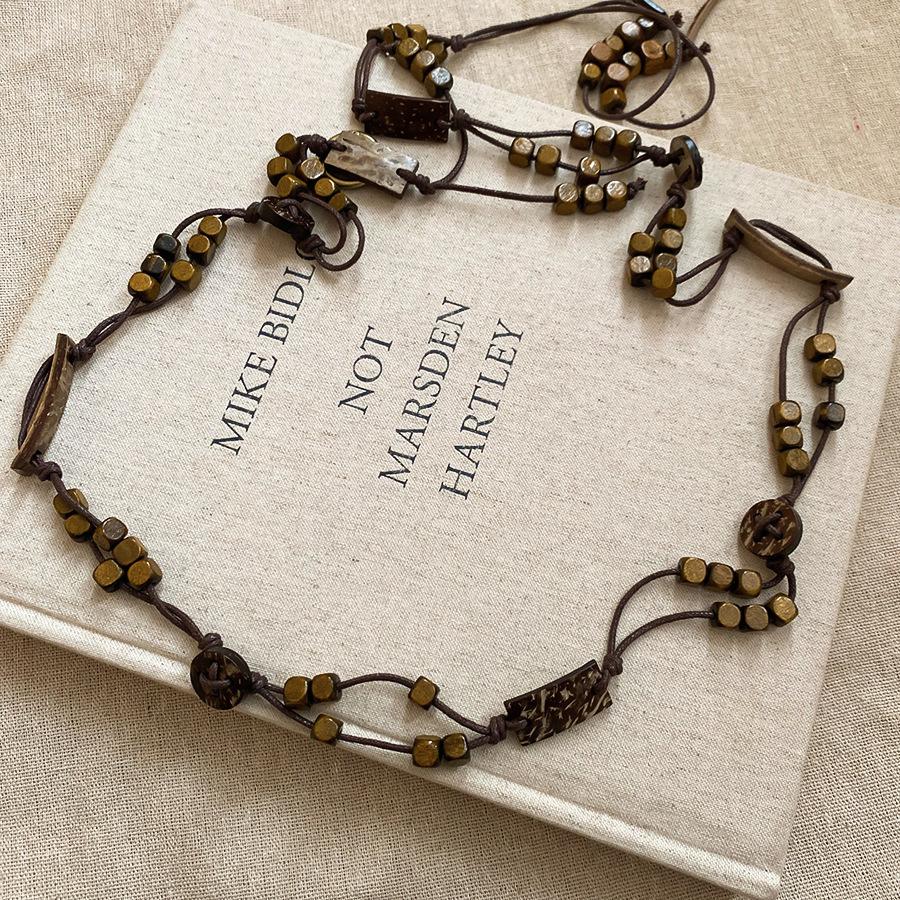 Ethnic Style Wax Rope Wood Bead Acrylic Woven Oval Waist Chain Temperament Belt Versatile Waist Jewelry