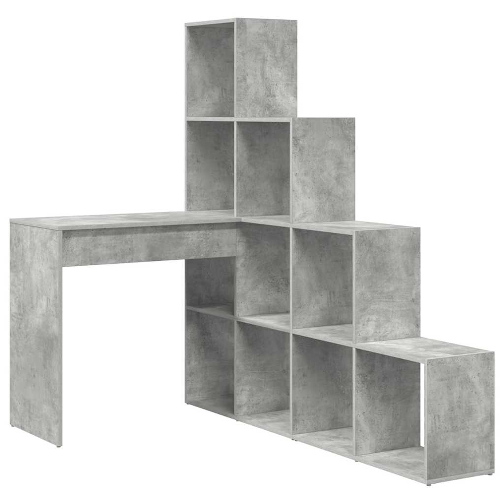 L shaped Desk with Shelf Concrete Grey 101.5 x 149.5 x 149.5 cm
