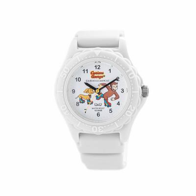 Q&Q Curious George V51A-500VK Analoge Wasserdichte Armbanduhr mit Urethanarmband, Grau