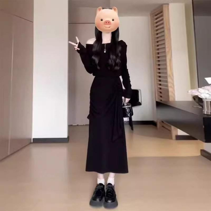 Design Sense Waist Skinny Irregular Versatile Dress Women's Spring High-end Long Dress