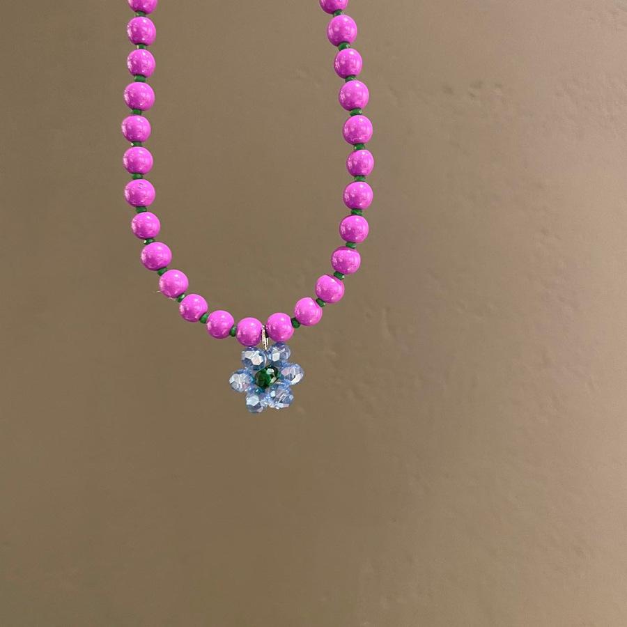 Glass crystal flower pendant necklace fashion light luxury ins style collarbone chain niche versatile temperament jewelry