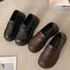 Authentic Leather Loafers Women's Shoes Small Leather Shoes Spring and Summer New Platform All-Matching Slip-on Mary Jane Shoes
