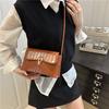 Street Style Trendy Pu Compact Square Shoulder Bag With Shell Shaped Buckle Lock