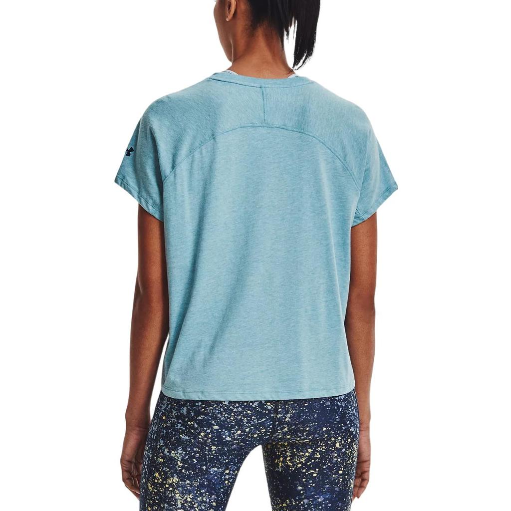 Under Armour Training Sports Letter Print T-Shirt Women Tops Blue 1369961-416