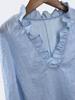 Elegant Retro V-Neck Lantern Sleeve Women's Blouse with Ruffle Details