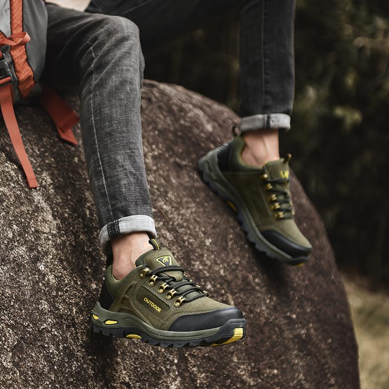 Autumn Men Suede Hiking Shoes Trekking Outdoor Shoes Mountain Sneakers Trek Tracking Climbing Mountaineering Shoes Man Walking S