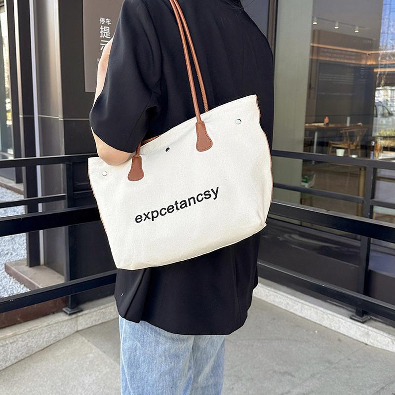 Trendy Large Capacity Canvas Tote Bag For Women Fashionable Crossbody Handbag