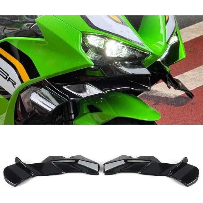 

Motorcycle Front Spoiler Fits for Kawasaki ZX-6R ZX6R 2024-2025 Carbon Fiber Front Lip Spoiler Wing Downforce Aerodynamic Fairing Spoiler Kit (Carbon Bright Black
