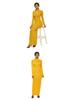 Elastic High-Neck Long-Sleeve Maxi Dress