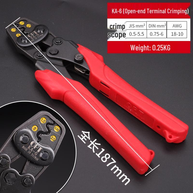 Multi-functional Crimping and Wire Stripper Pliers with Cold Crimp Terminals and PT Insulated Insert Terminal.