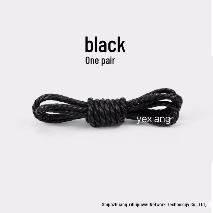 Waxed Leather Round Shoelaces for Casual Shoes and Boots (Black & White) Customizable