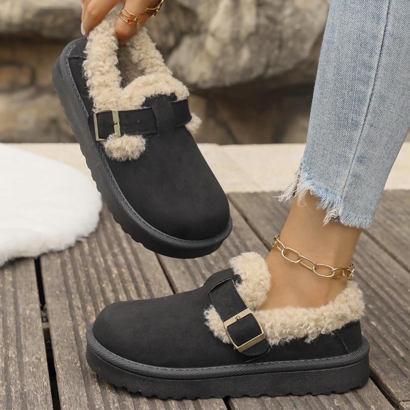 Ny Luksus Vinter Dame Boken Sko Plysj mote Retro Bean Sko Bomull Dame Flat Sole Tøfler Plattform Damestøvler