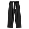 Men's Cotton Patchwork Casual Pants, Summer American Loose Straight Leg Trendy Sports Pants, Long Pants