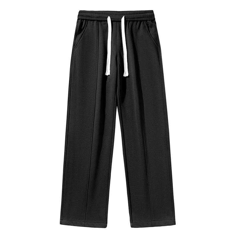 Men's Cotton Patchwork Casual Pants, Summer American Loose Straight Leg Trendy Sports Pants, Long Pants
