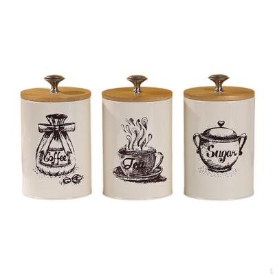 3 Behållare för Bänkskiva Kaffe Te Sockerbehållare med Lock