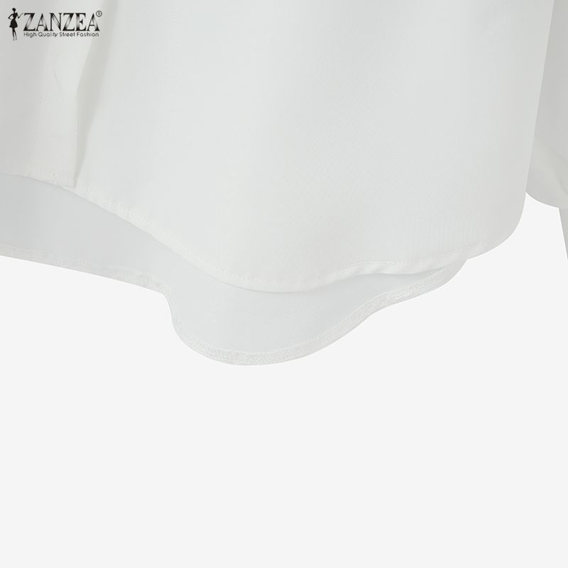 ZANZEA Blusa Casual Clásica de Cuello Suelta con Mangas Largas y Patchwork para Mujer