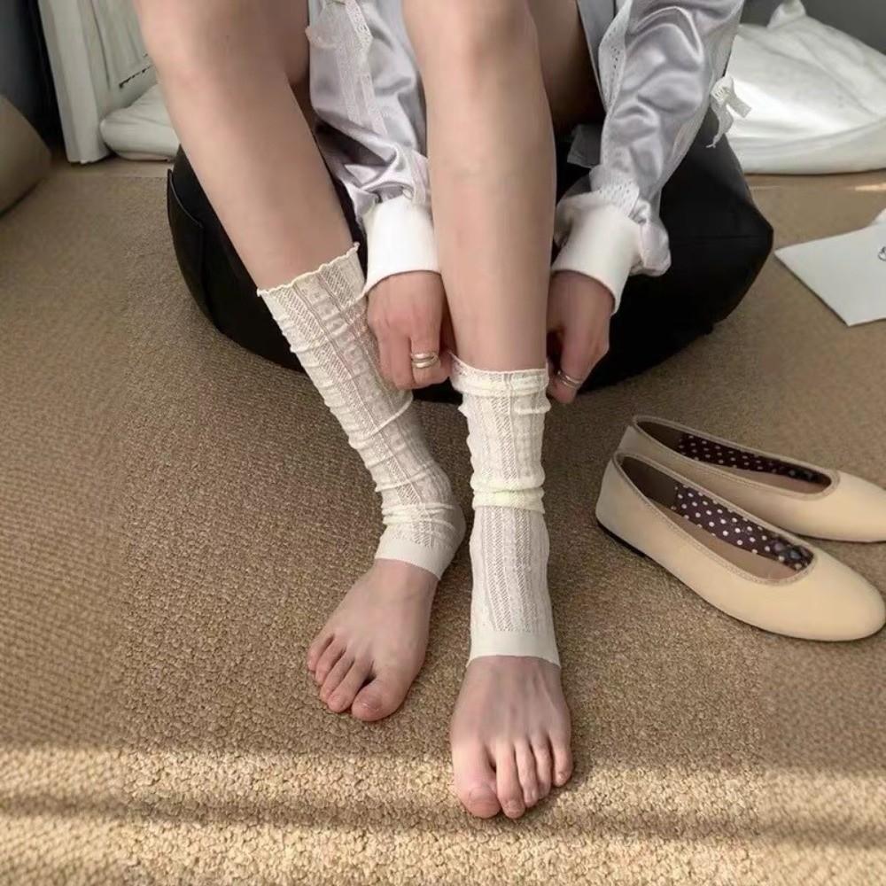 Guêtres à volants plissés Chaussettes fines pour les jambes Élégantes couvre-jambes pour femmes