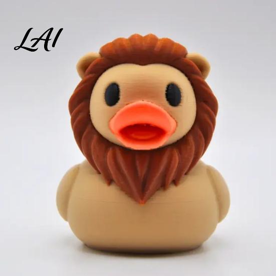Cute Lion Duck Figurines Figurine 3D Printed Desktop Ornament Creative Unique Desk Decorations Animal Statue for Car Dashboard Shelf Decor Gift Toy
