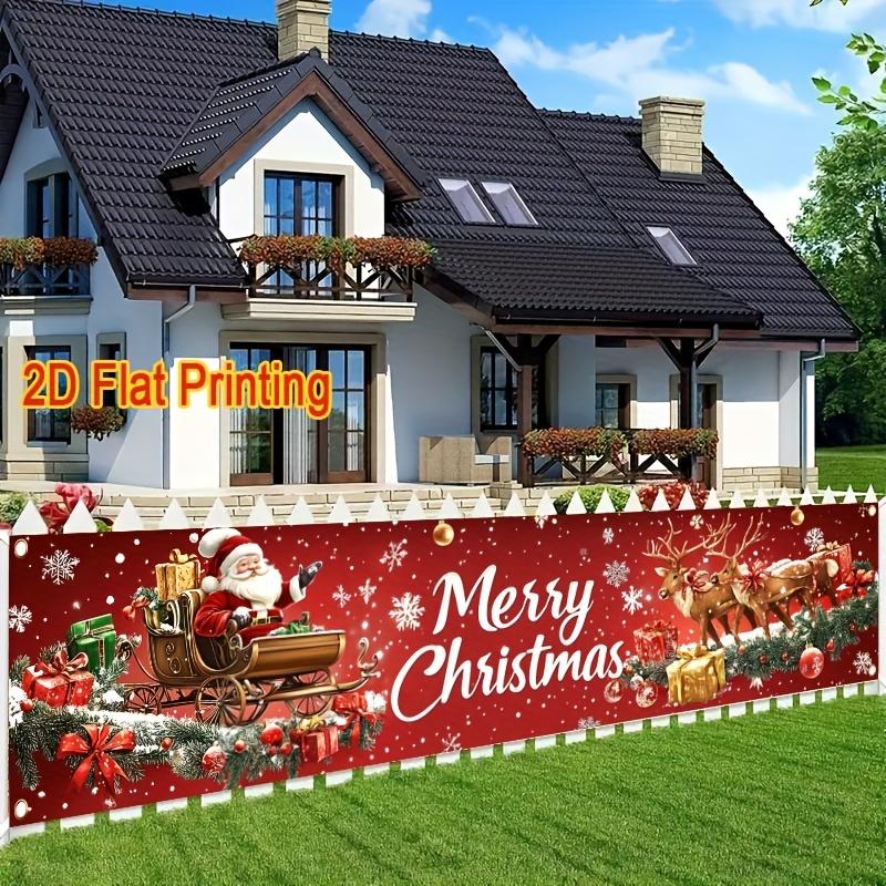 Merry Christmas Festive Lawn Yard Banner, Outdoor Holiday Welcome Front Porch Fence Decor