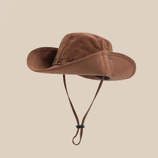 

WTEMPO американские ретро ковбойские шляпы в стиле вестерн унисекс уличные походные солнцезащитные шляпы с большими полями однотонные солнцезащитные панамы One Size коричневый