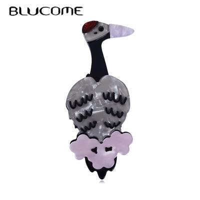 Custom New Acrylic Crane Brooch Pin Fashion Cute Bird Animal Brooch Badge For Women Lovely Banquet Party Accessories