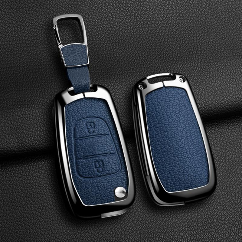 New Style Alloy Genuine Leather Auto Key Fob Housing Remote Flip Folding Key Fob Cover Fit For Kia K2 K5 Rio 3 Picanto Ceed Cerato Sportage Auto