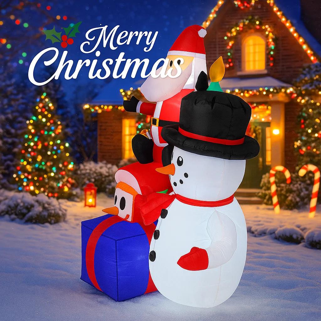 10.1FT Xmas Holiday Inflatable Yard Decor Santa Snowman Penguin Tree Set LED Christma Home Decoration Festive Toy Gift Decor