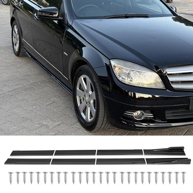 For Mercedes Benz Accessories W204 C63 C180 C200 C260 C300 AMG Car Side Skirt Extension Rocker Panel Splitters Winglet Lip Body