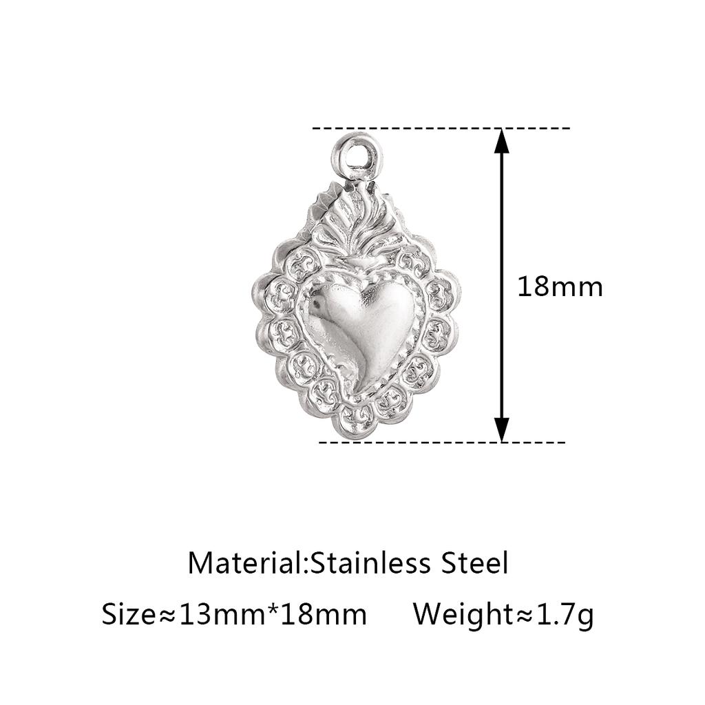3Pcs Sweet Heart Charms Stainless Steel 3D Lucky Sacred Heart Pendants Handmade Jewelry Making Accessories DIY Necklace Earrings