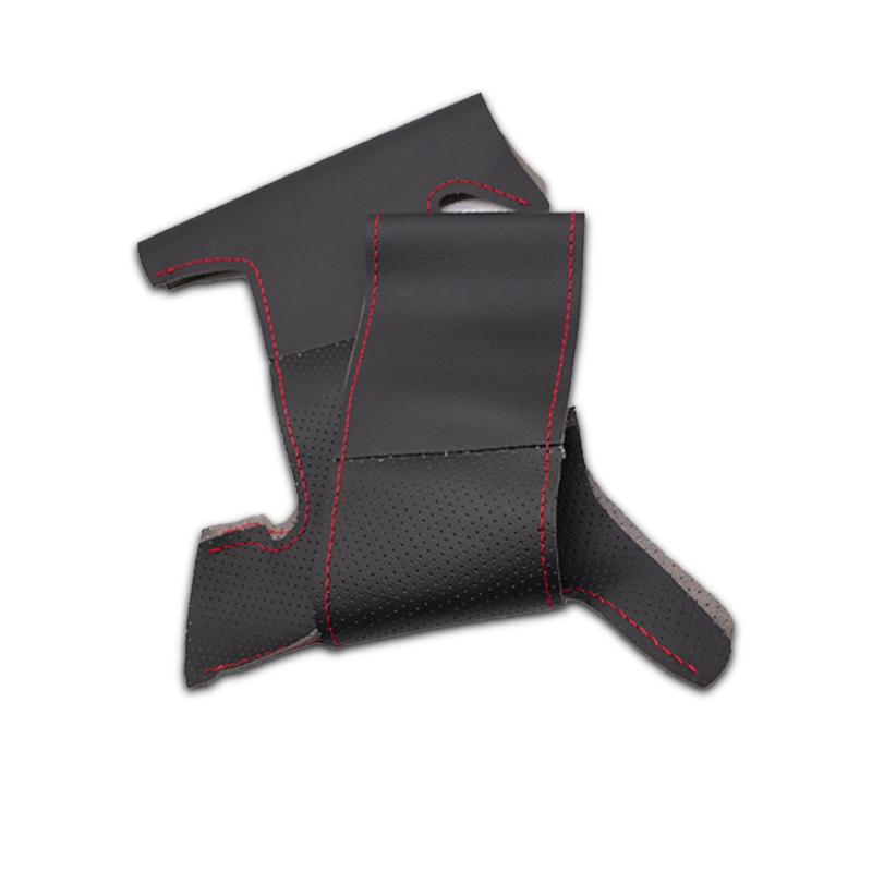 For VW Golf 7 GTI Golf R MK7 Polo Scirocco DIY Hand-sew Steering Wheel Cover Black-red Perforated Leather Car Accessories