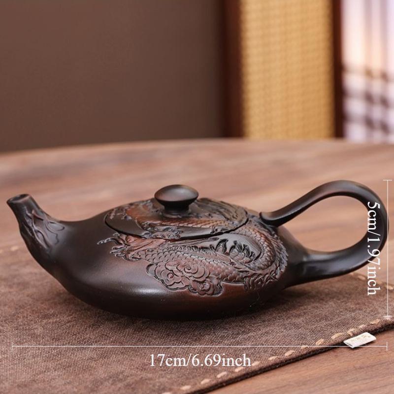 

170ml Yunnan Purple Pottery Relief Tenglong Chinese Ceramic Tea Pot Office Kung Fu Tea Set Large Capacity Tea Pot for Guests