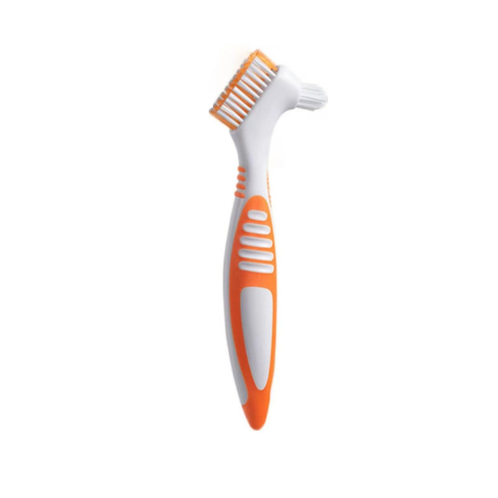 

1/3 шт. Щетка для зубных протезов, ручка с удобным захватом, двусторонние зубные щетки 1pc оранжевый