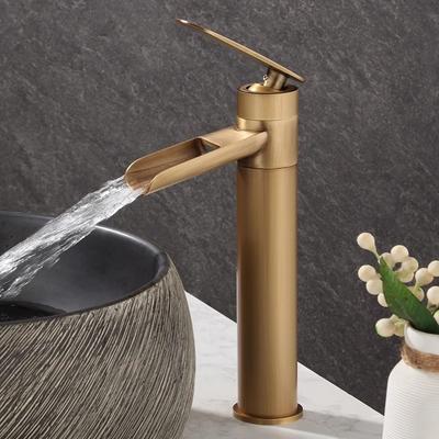 Antik Bronz Banyo Musluğu Pirinç Lavabo Muslukları Sıcak ve Soğuk Banyo Lavabo Musluğu Şelale Lavabo Musluğu Karıştırıcı Su Musluğu