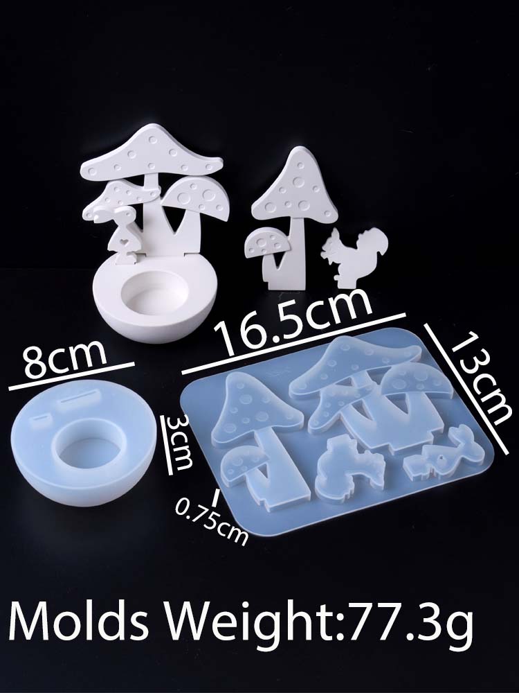 

Easter Bunny Ornaments Candle Holder Silicone Mold DIY Mushroom Rabbit Candlestick Crafts Making Kit Plaster Resin Clay Molds