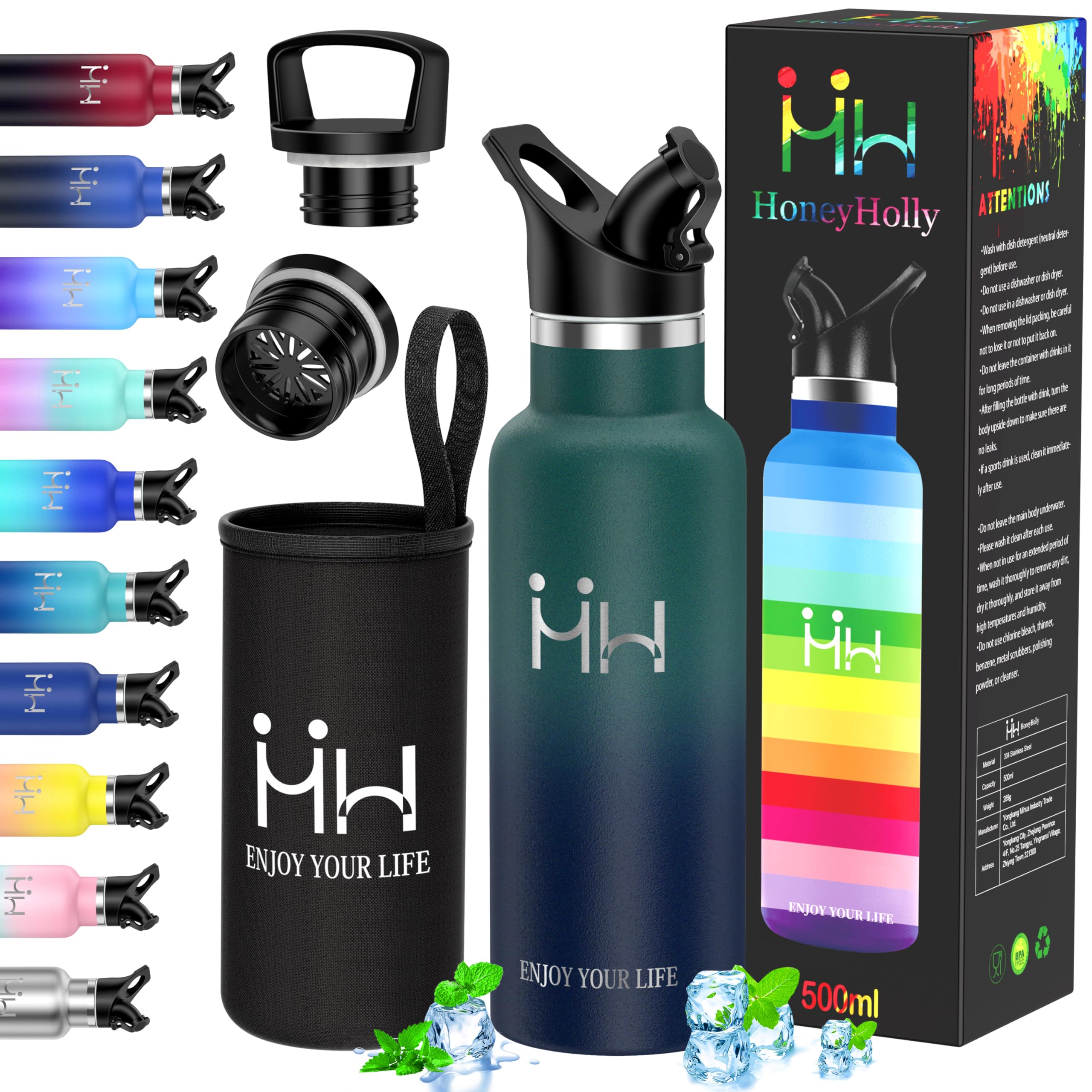

Children s Water Bottle, Sports Drink, 500ml, School Bottle, BPA-Free, Wide Mouth, Carbonated, Lightweight, 2-Way Insulation, Hot or Cold, Vacuum