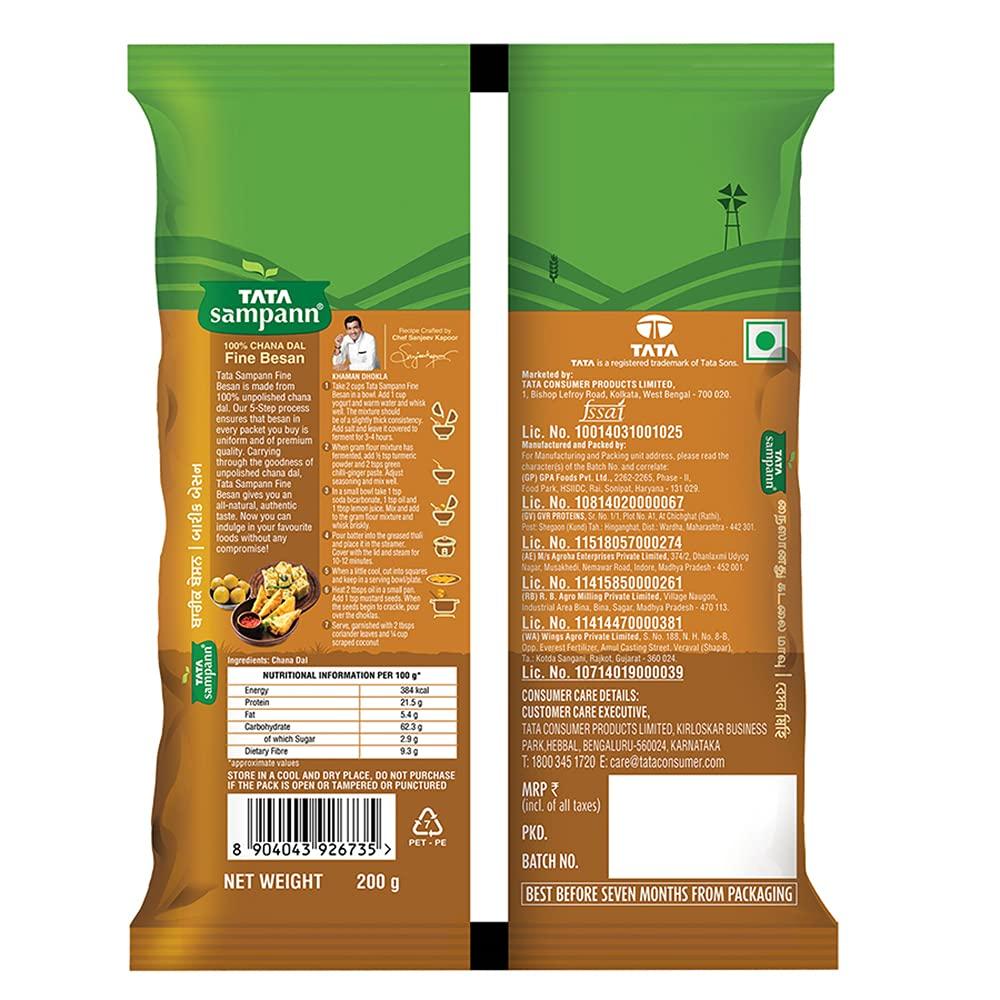 Tata Sampann Fine Besan Gram Flour Made From 100% Unpolished Chana Dal For Authentic Indian Cooking 200g