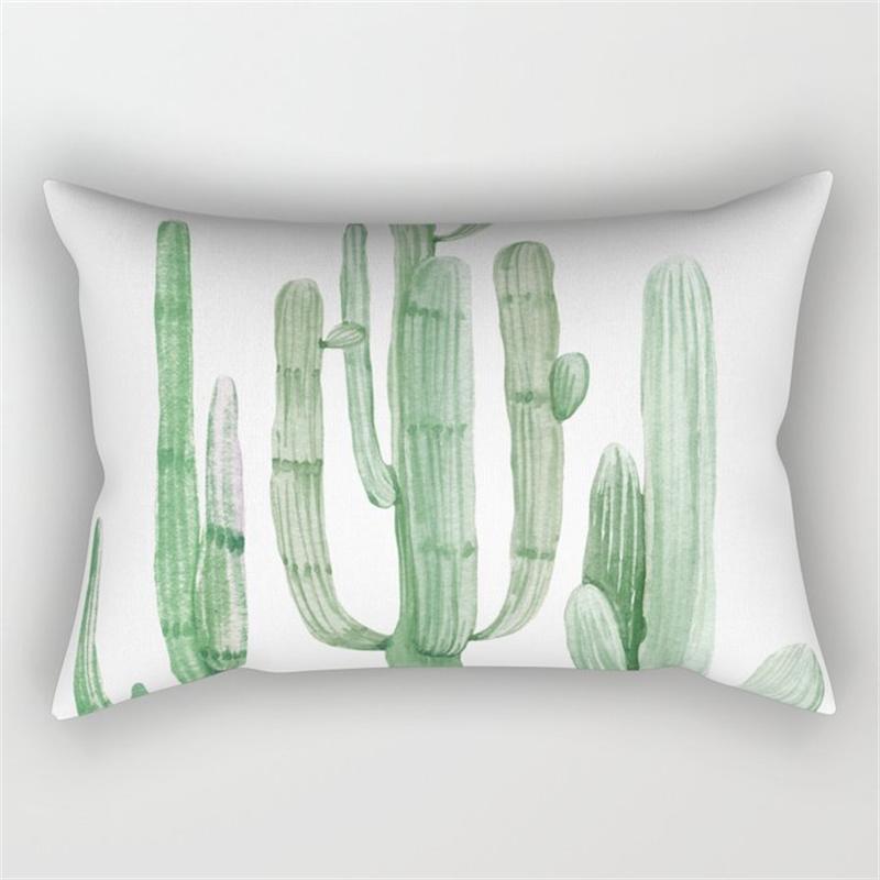 30x50cm Green Tropical Leaves Plant Pillowcase Cactus Flower Polyester Cushion Cover Ins Natural Landscape Pillowslip Home Decor