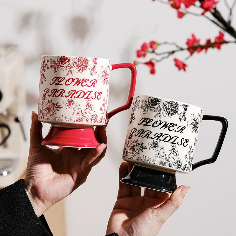 Retro Ceramic Mug Home Cup Creative Wedding Pair Coffee Cup Breakfast Cup Souvenir Goblet Cup