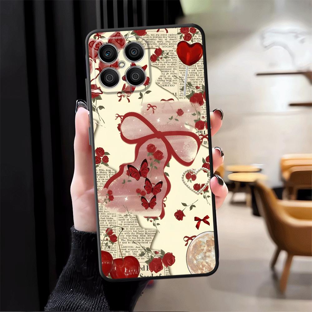 

Funda Phone Cover Case for Honor 200 400 Lite X6 8X 70 X7 X8 Magic5Lite X9a 90 X5b Rose Bow Honor 70
