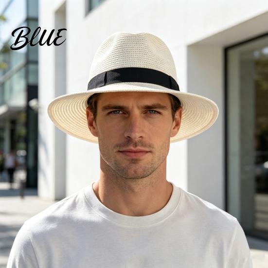 Foldable Sun Hat Men Paper Straw Hat Breathable Wide Brim UV Protection Beach Summer for Outdoor Vacation Travel Daily Casual