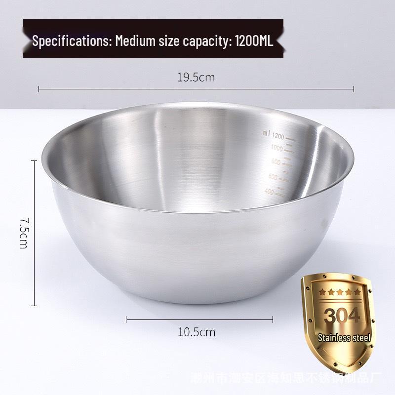 304 Edelstahl Rührschüssel im japanischen Stil mit Skala für Salat, Eierschlagen, Backen und Teigmischen - Goldfarbenes Finish